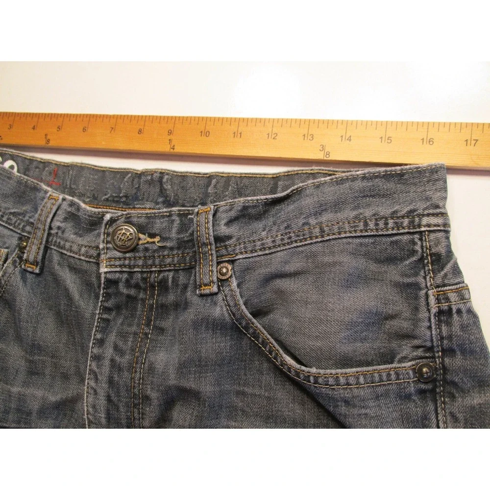 ECKO UNLTD 1972 Straight Leg Jeans Men 34/30 Blue Denim Distressed Mid Rise